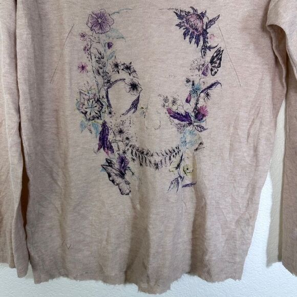 Rare Zadig & Voltaire Deluxe Cashmere Skull Sweater Size M in Cream - Picture 3 of 10